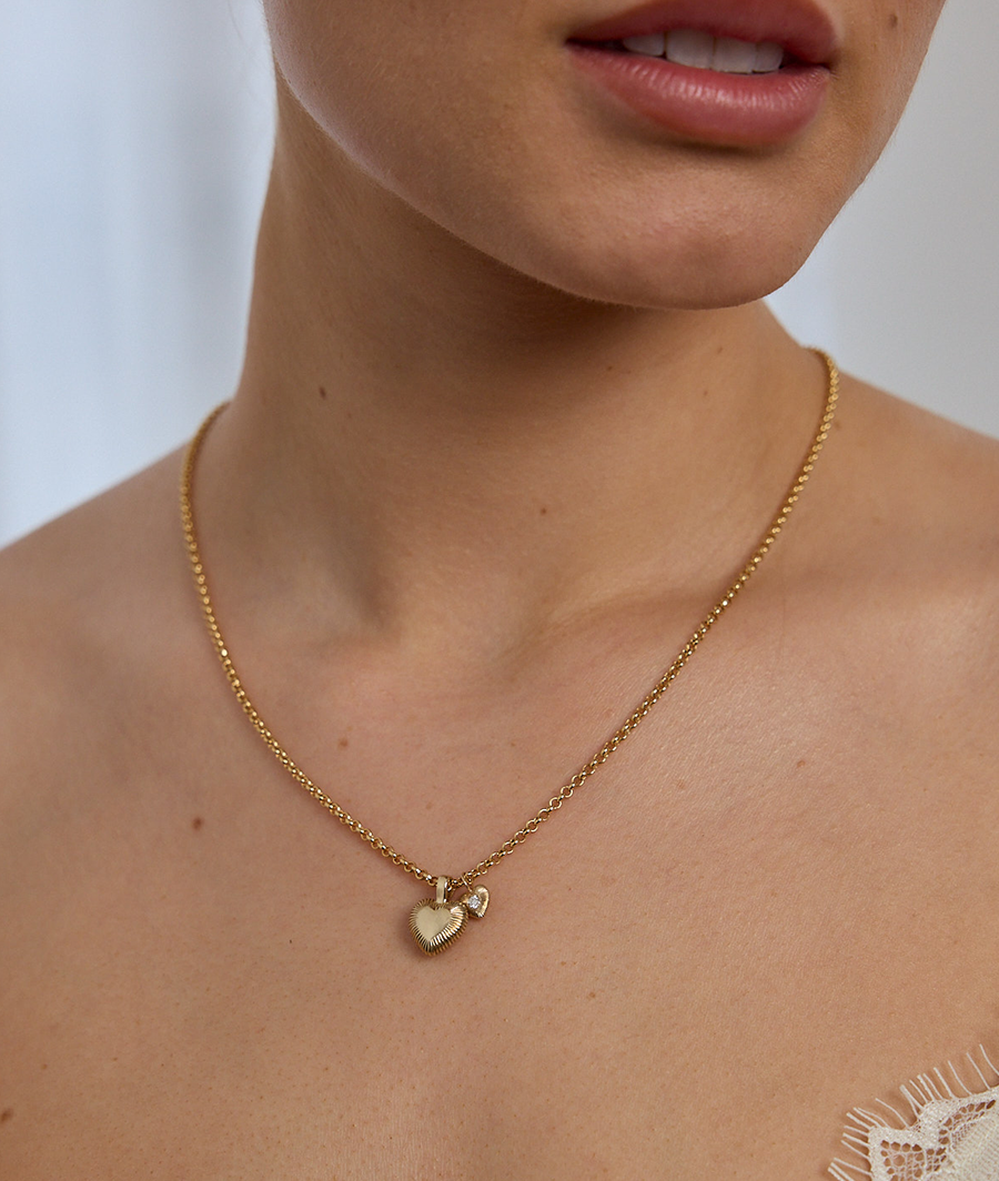 Tiny Heart Talisman Stone Necklace