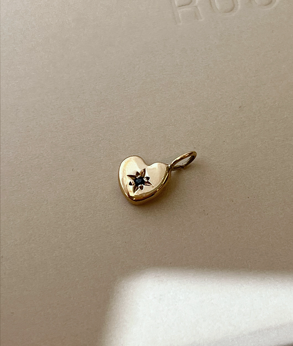 Additional Tiny Heart of Gold with Navy Sapphire