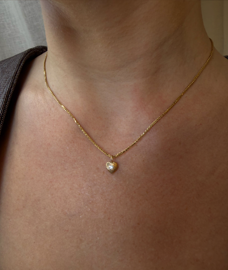 Tiny Heart Talisman Stone Necklace