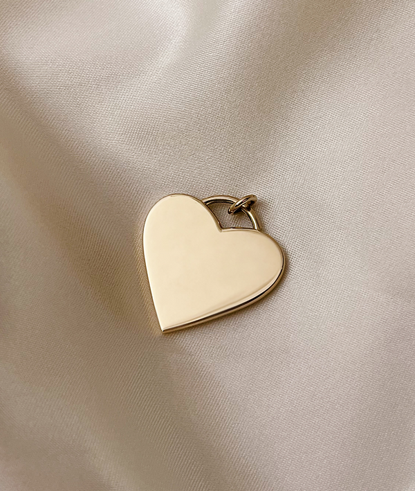 With Great Love Solid Gold Heart Pendant, plain with jump ring 