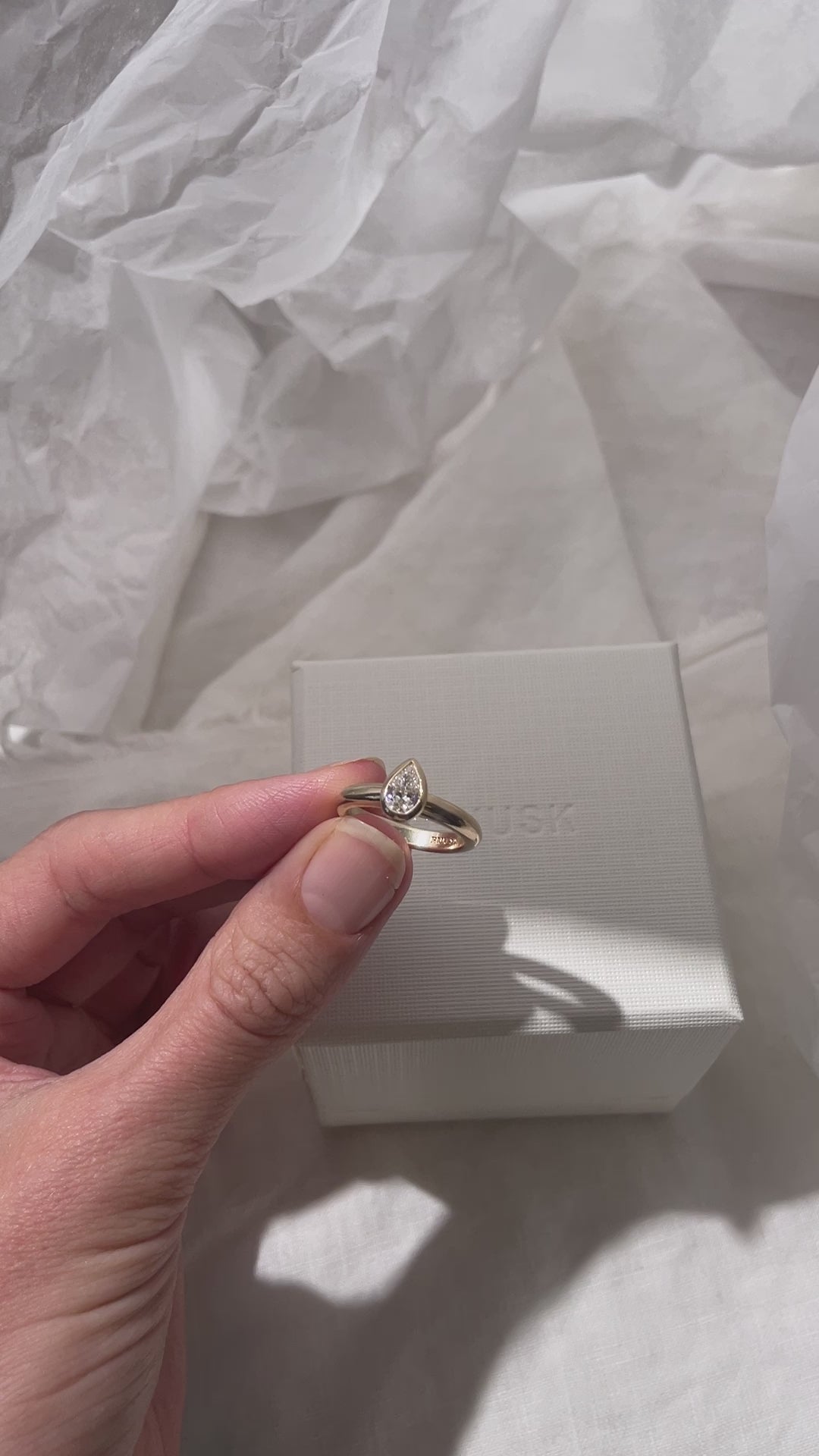 Load video: Hand carved bezel set Solitaire ring, cast in solid Gold. Handcrafted to order in Sydney Australia. Minimal Diamond Engagement ring ideal for stacking with other bands. Custom engagement and wedding rings.