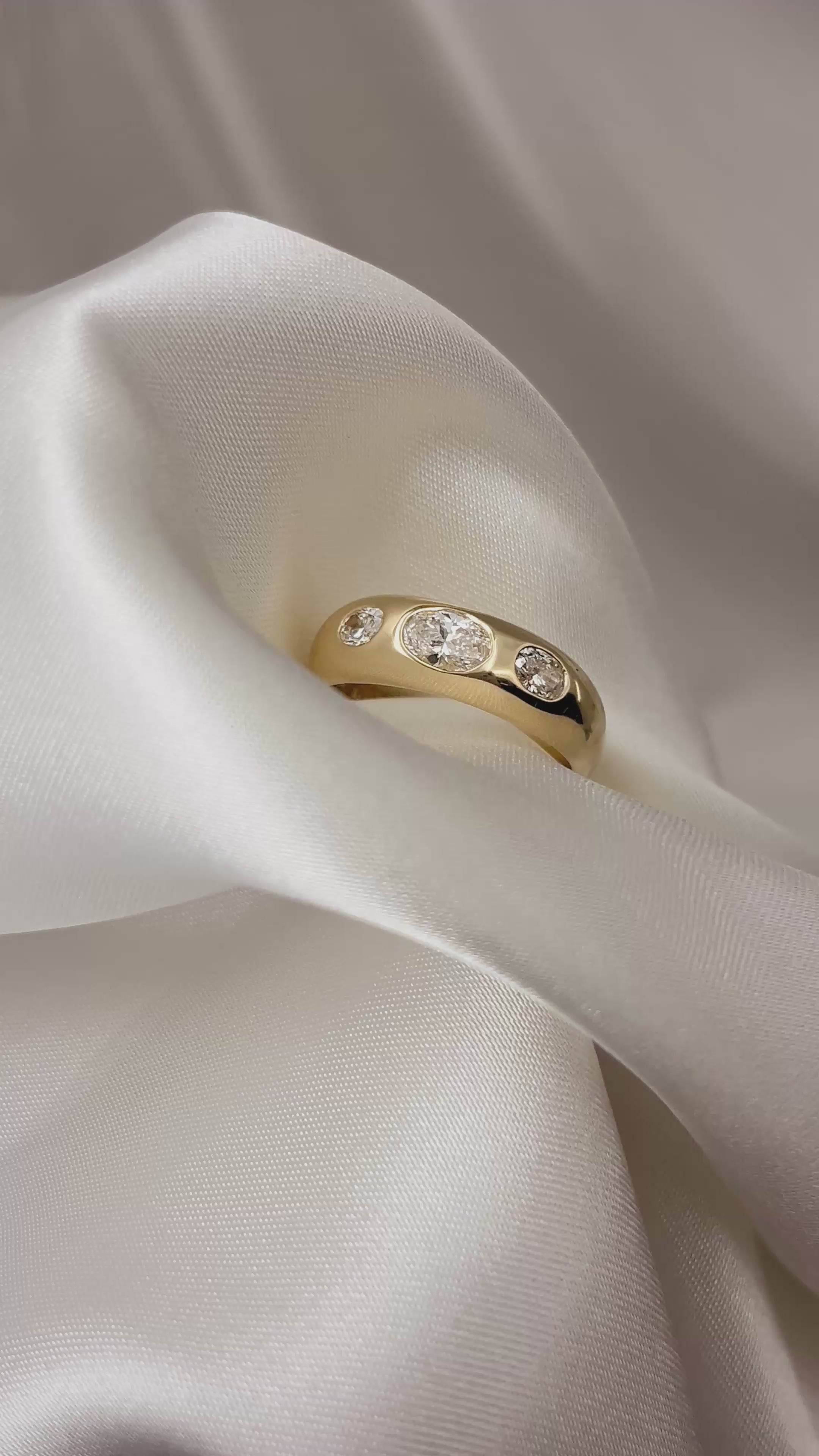 Load video: Oval Diamond Wide Organic Trilogy Ring