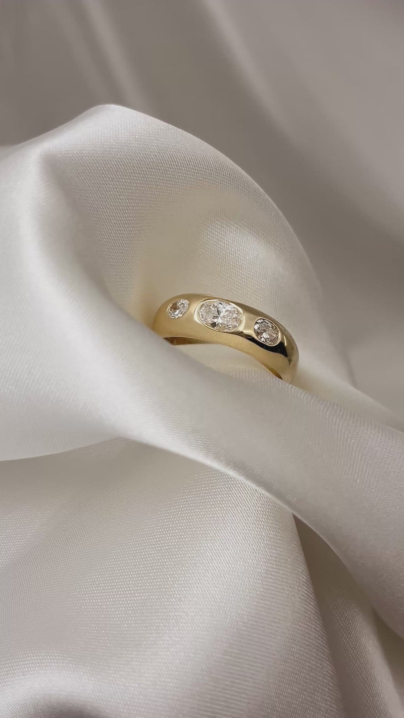 Oval Diamond Wide Organic Trilogy Ring