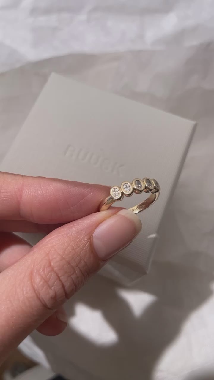 Handmade Mini 5 Suns engagement ring in solid gold. Hand crafted to order in Sydney. Meaningful heirlooms, engagement rings and wedding bands for the Modern bride. Conscious jewellery.