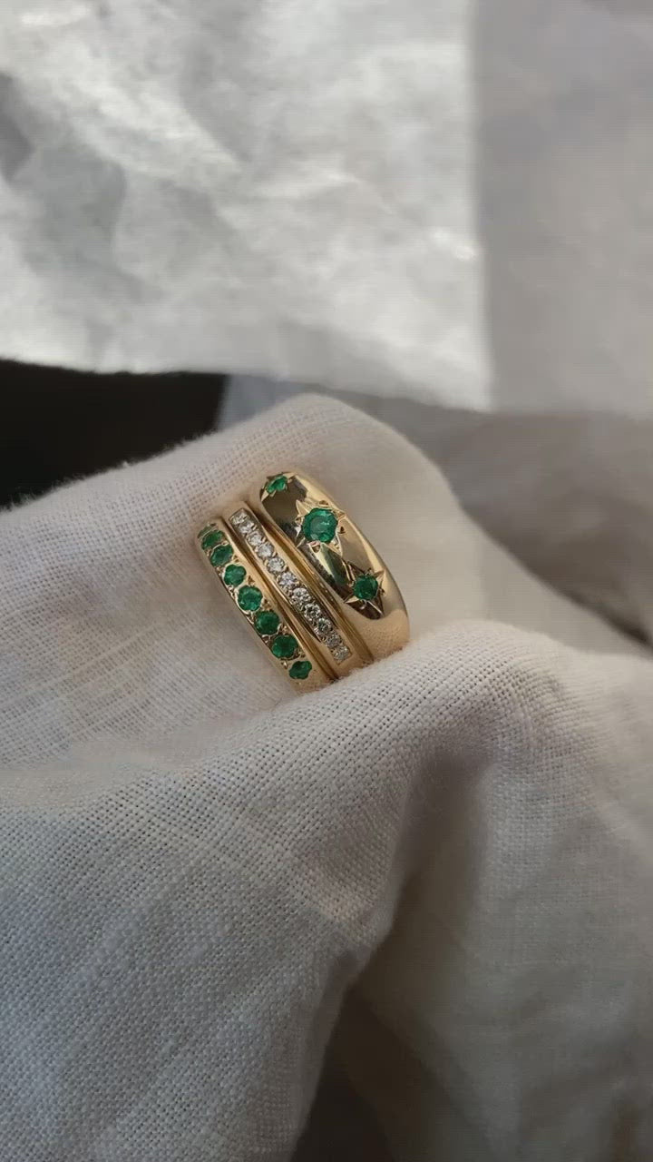 Load video: Emerald Shimmer Thin Organic ring