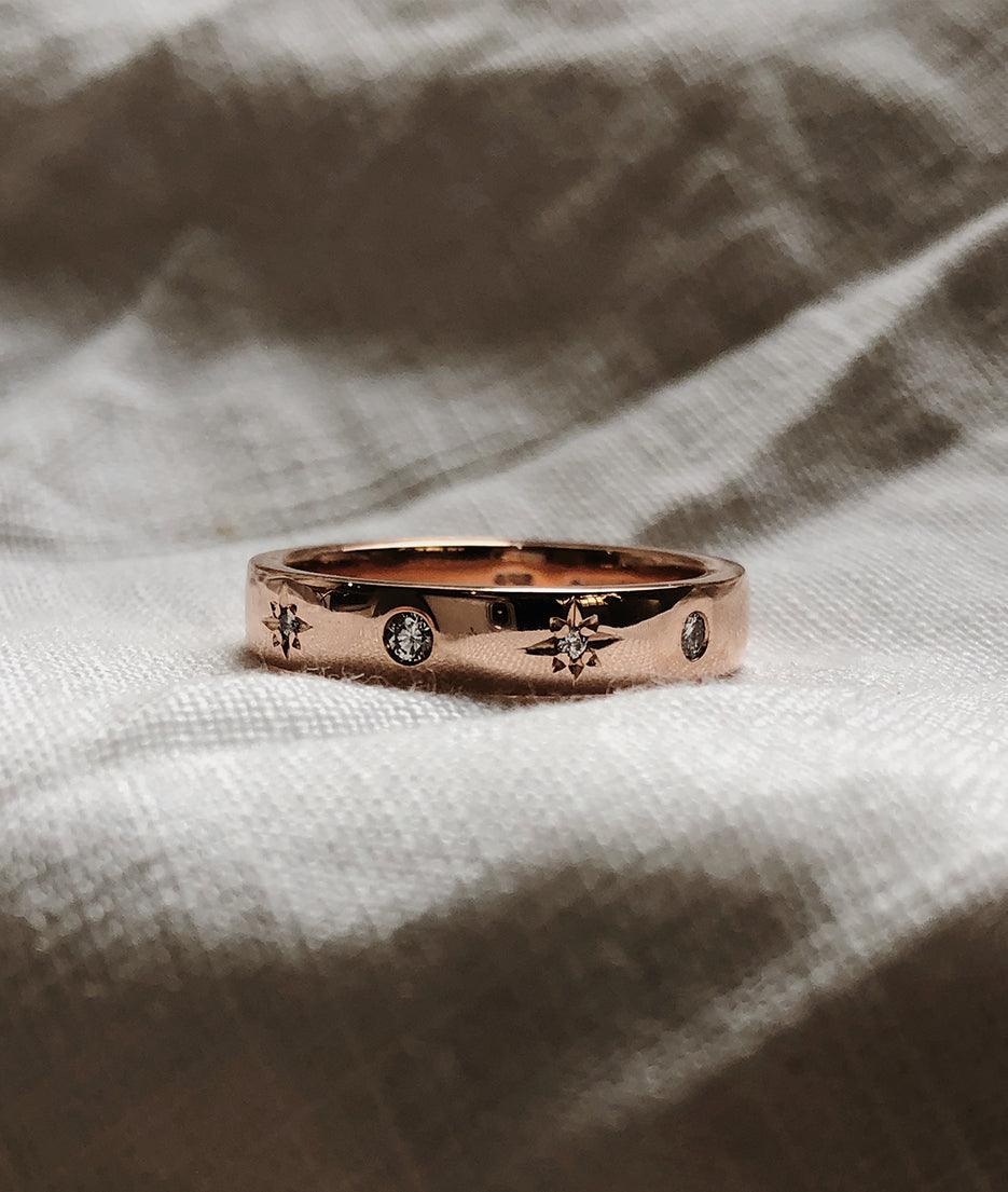 Moon & Stars 4mm Square ring - RUUSK