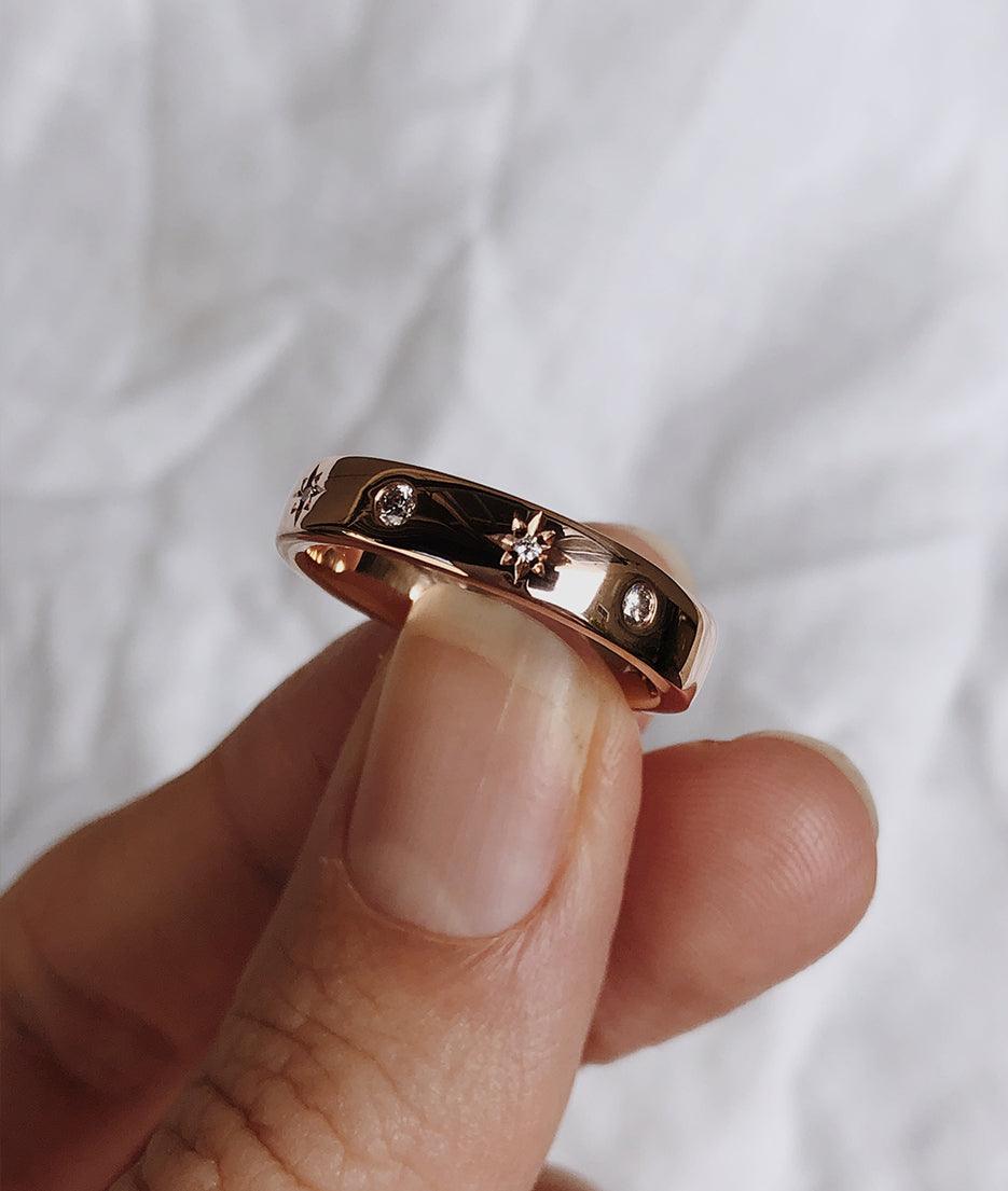 Moon & Stars 4mm Square ring - RUUSK