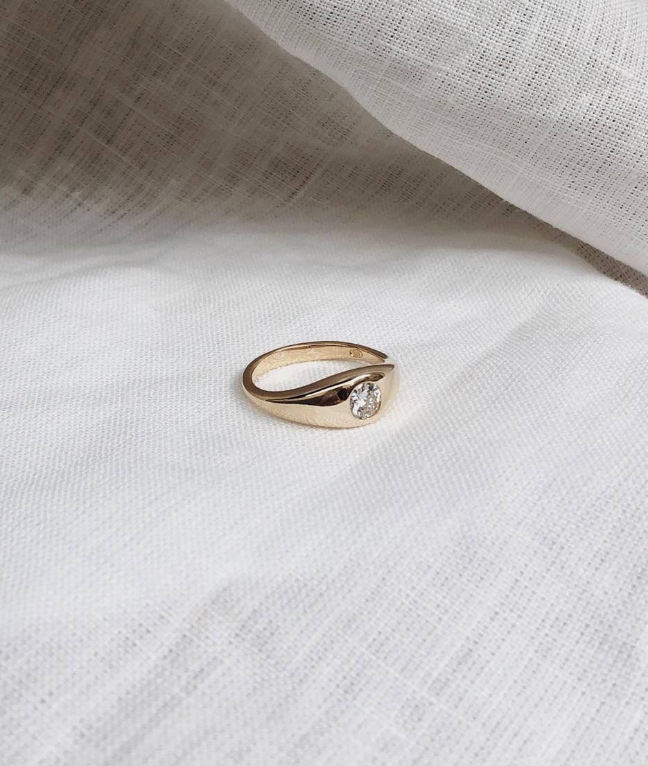 0.3ct Large Diamond Signet Ring - RUUSK
