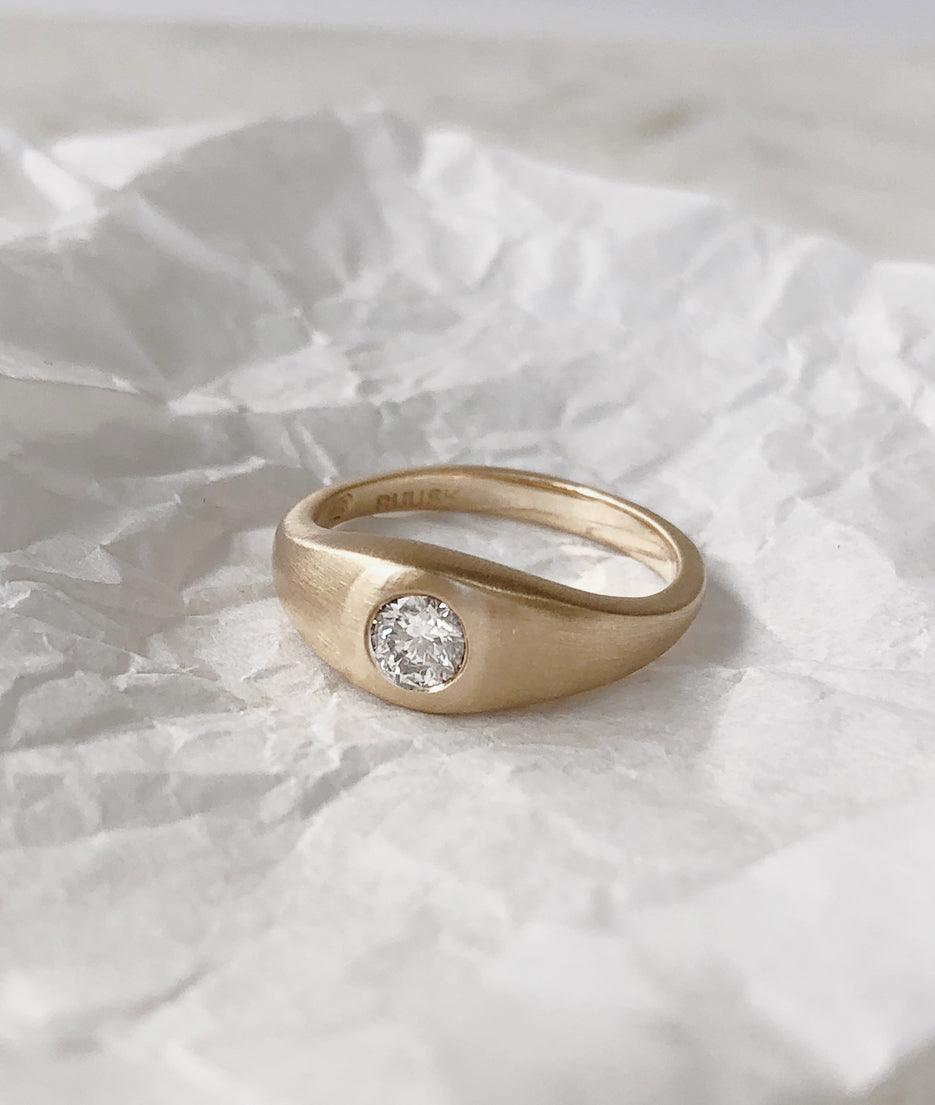 0.3ct Large Diamond Signet Ring - RUUSK