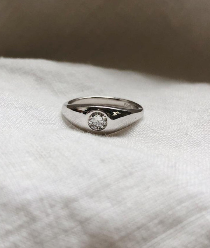 0.3ct Large Diamond Signet Ring - RUUSK