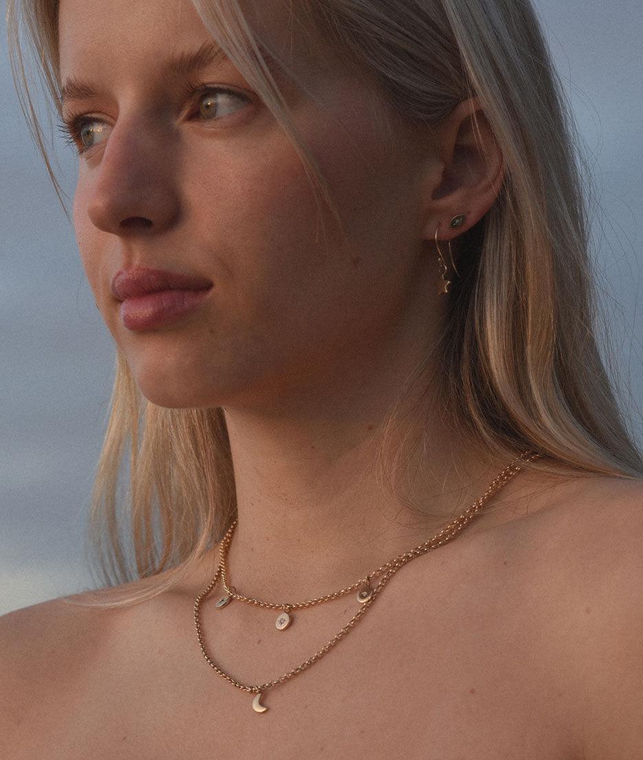 Tiny Moon Charm necklace - RUUSK
