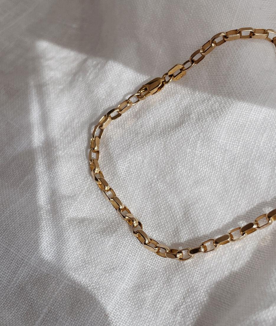 Yellow Gold Diamond Cut Bracelet Chain - RUUSK