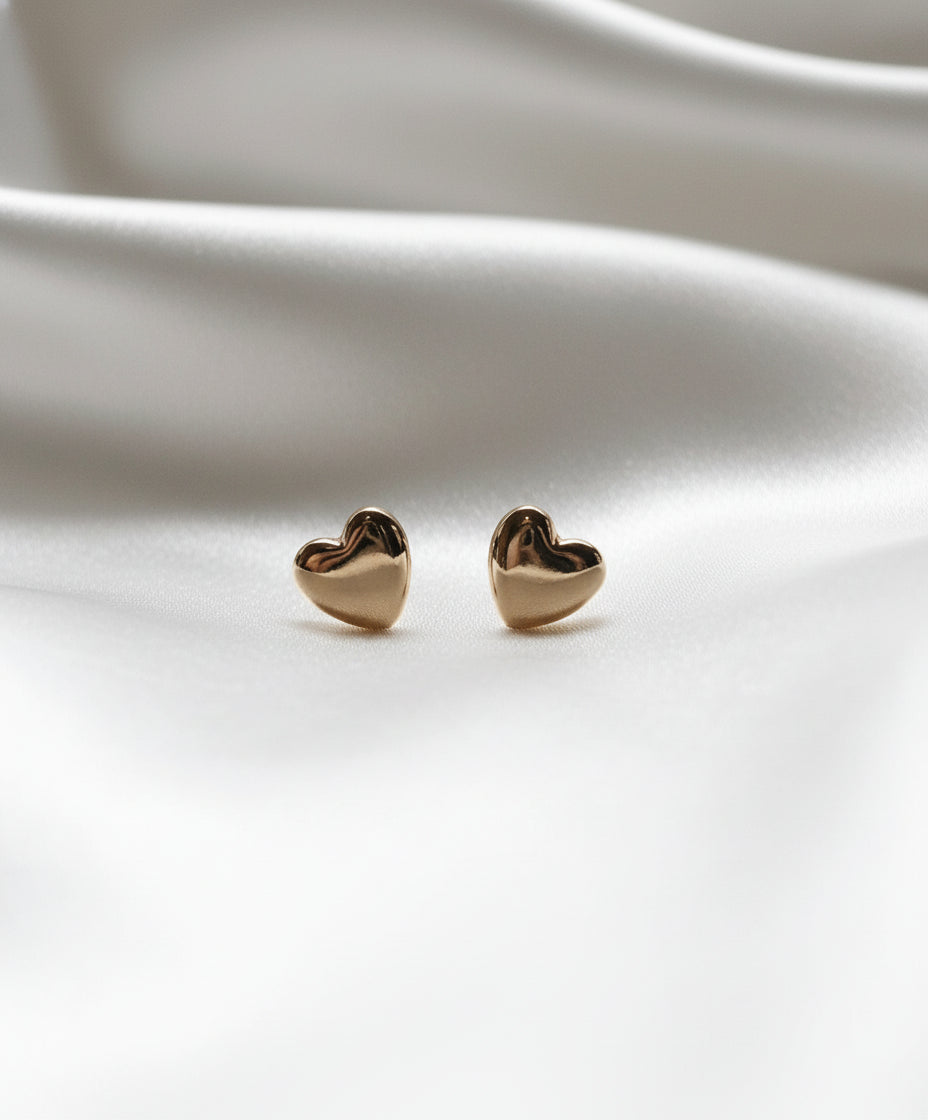 Yellow Gold Plain Heart Stud earrings - RUUSK