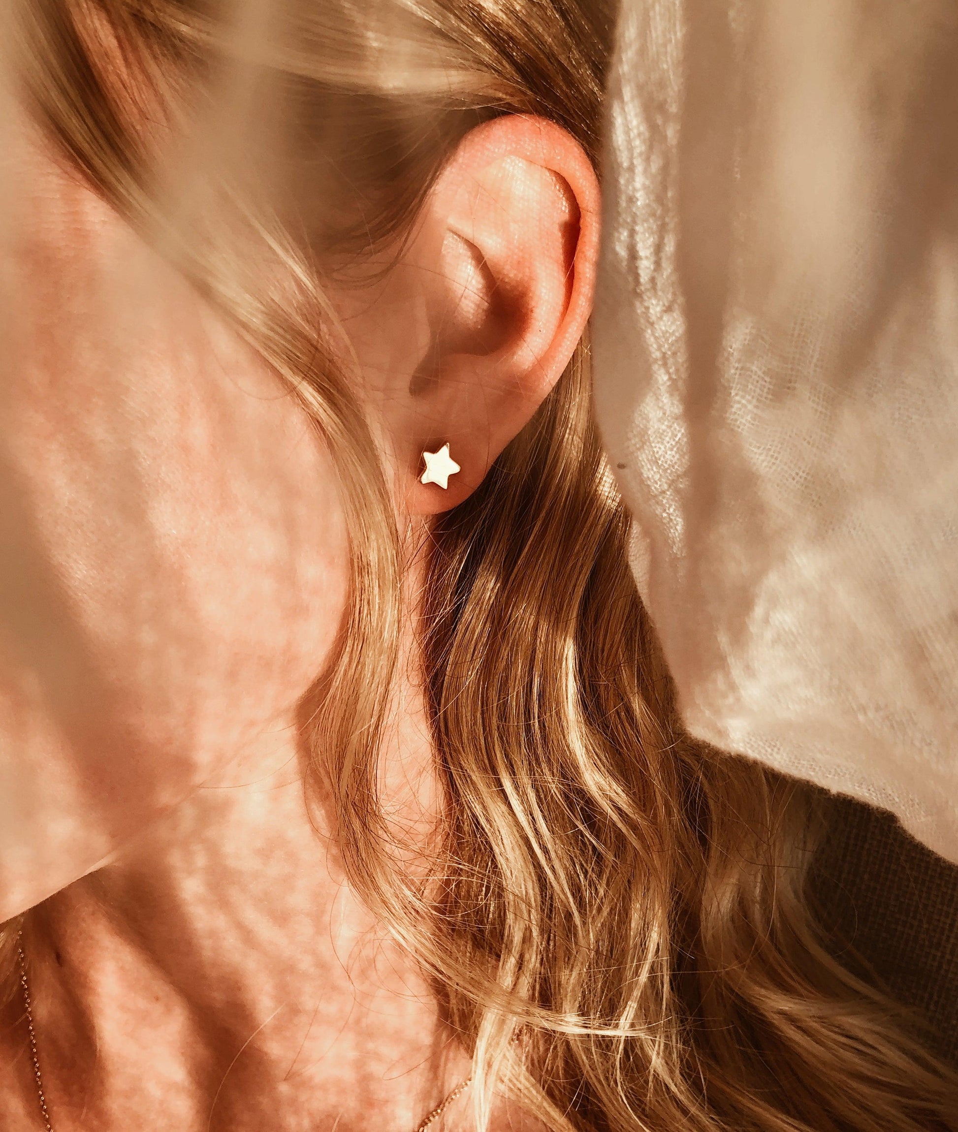 Yellow Gold Tiny Star Stud earrings - RUUSK