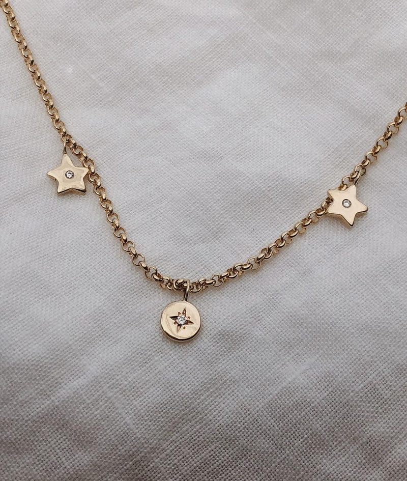 Tiny True North & Stars Charm necklace - RUUSK