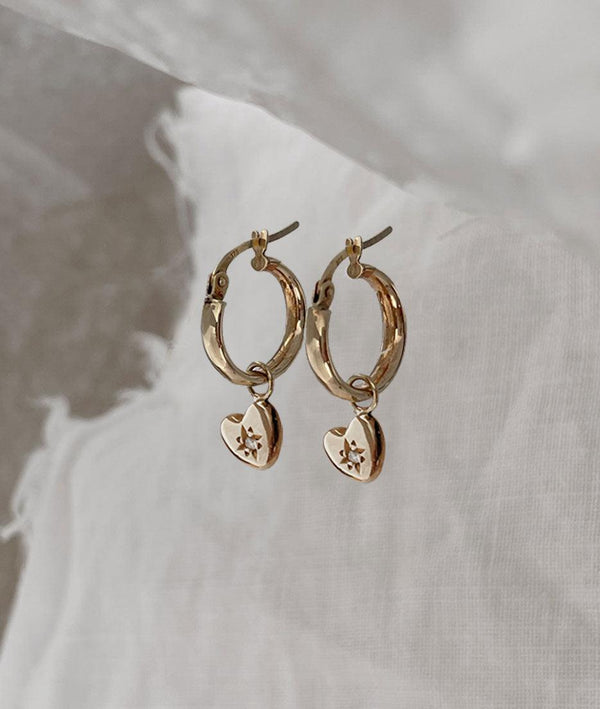 Tiny Heart of Gold Hoop earrings - RUUSK