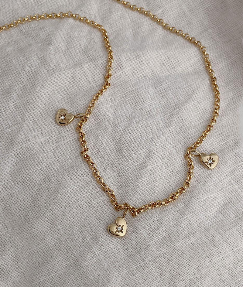 Tiny Heart of Gold Triplet Charm necklace - RUUSK