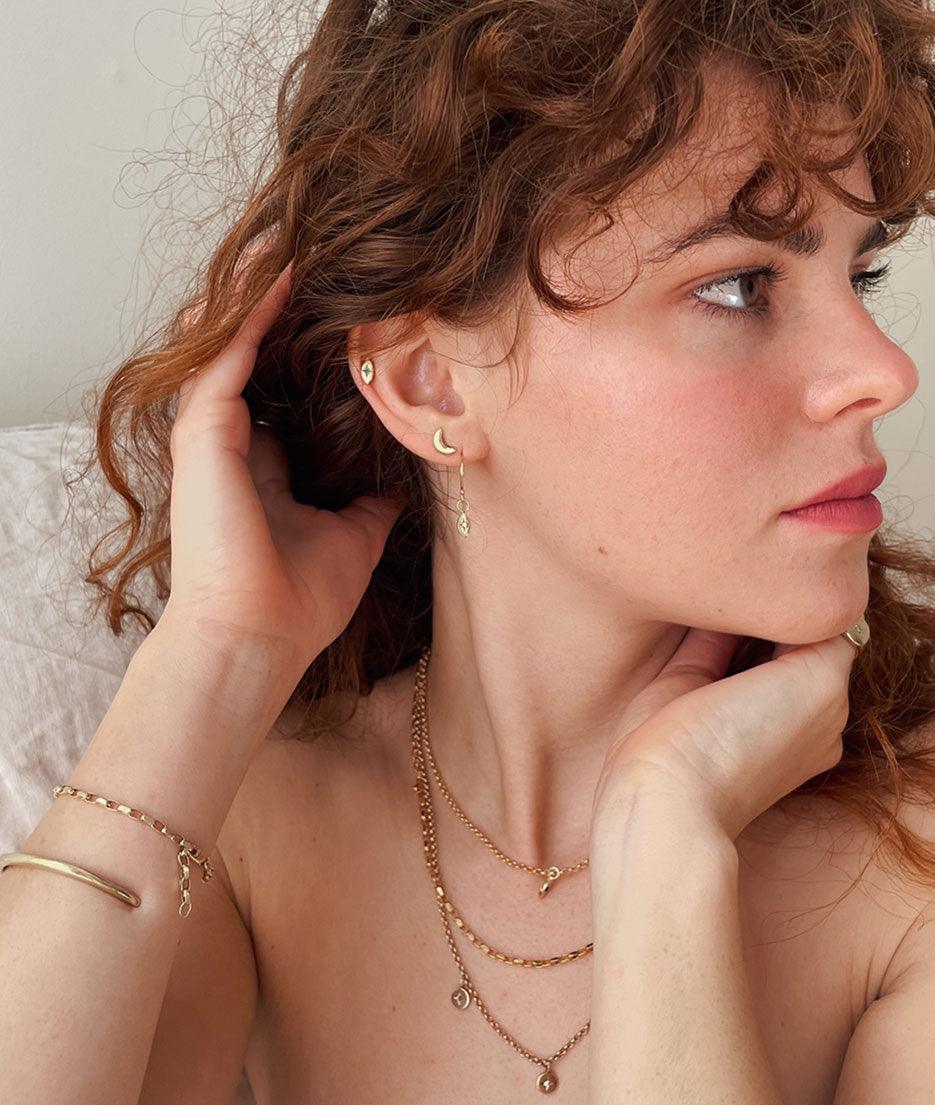 Tiny Moon Stud earrings - RUUSK