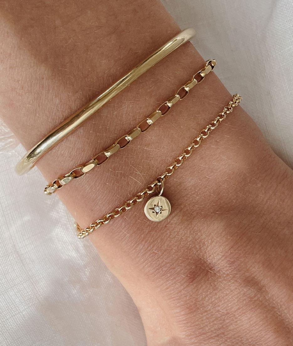 Yellow Gold Diamond Cut Bracelet Chain - RUUSK