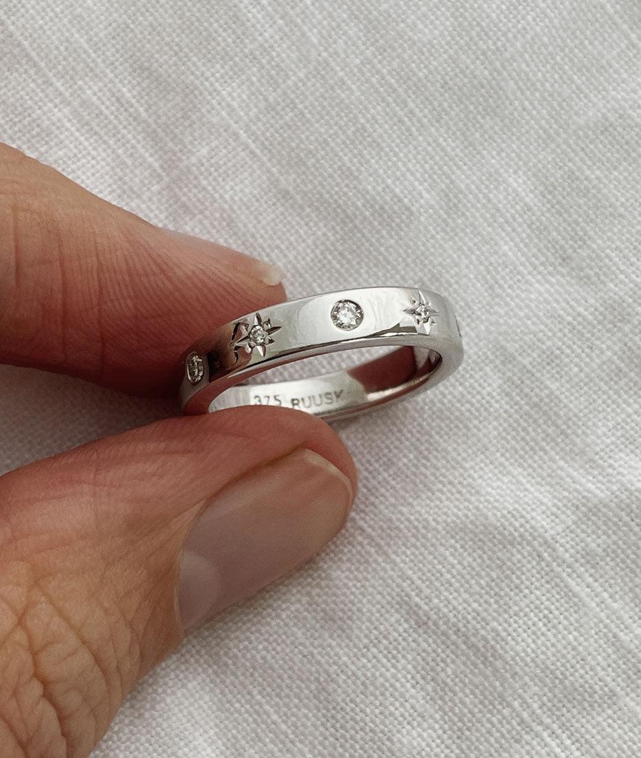 Moon & Stars 4mm Square ring - RUUSK