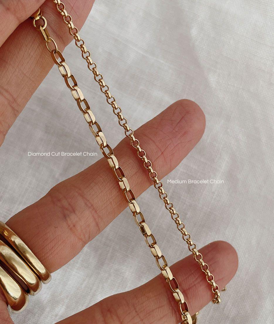 Yellow Gold Diamond Cut Bracelet Chain - RUUSK