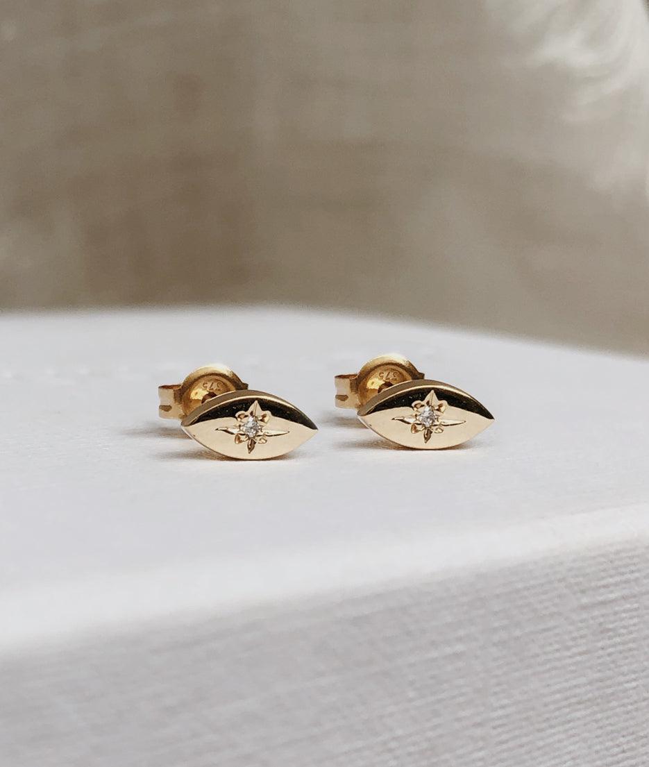 Yellow Gold Star-dust Stud earrings - RUUSK