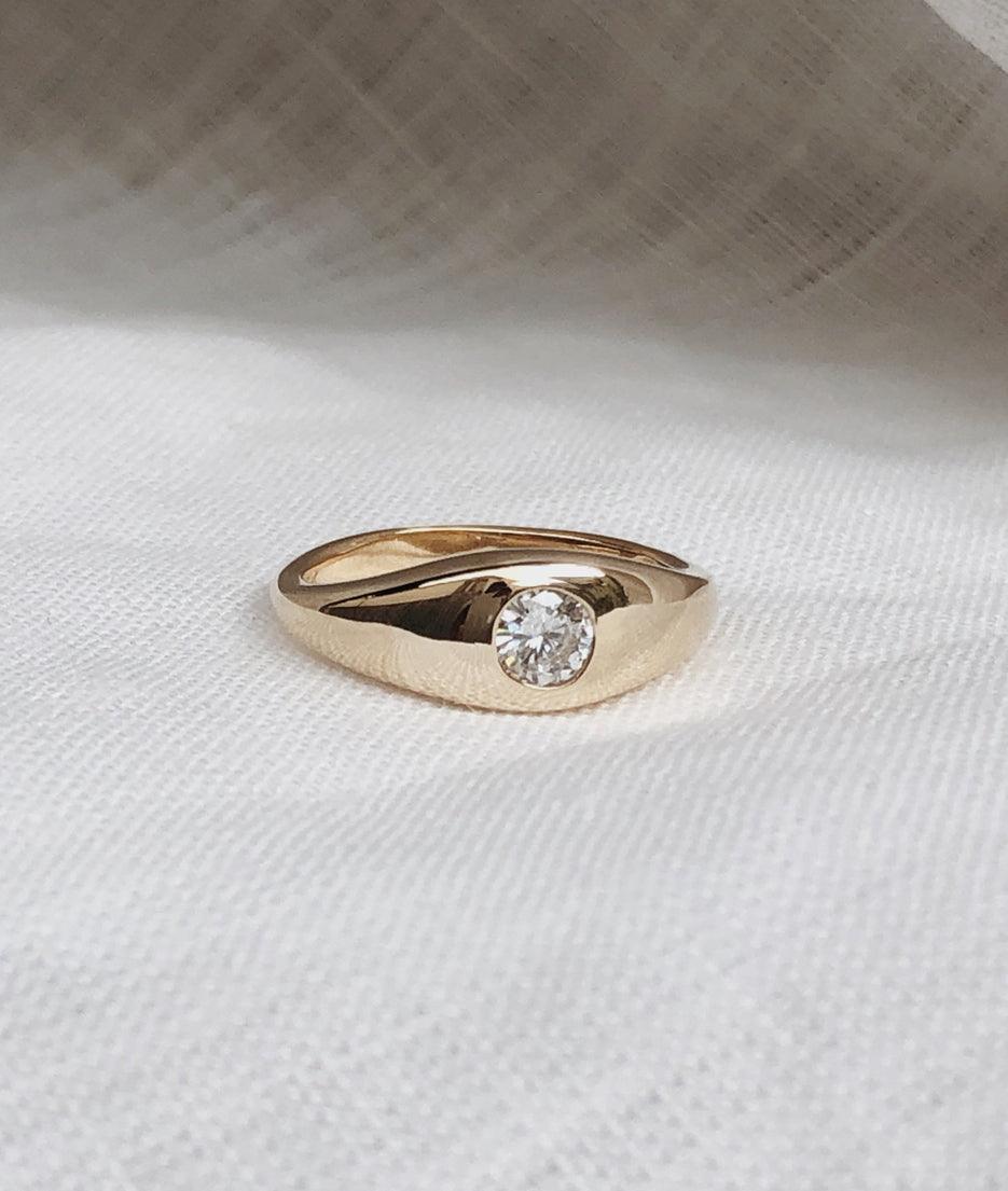 0.3ct Large Diamond Signet Ring - RUUSK