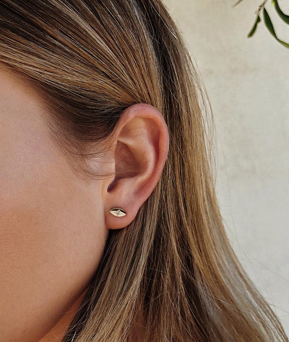 Yellow Gold Star-dust Stud earrings - RUUSK